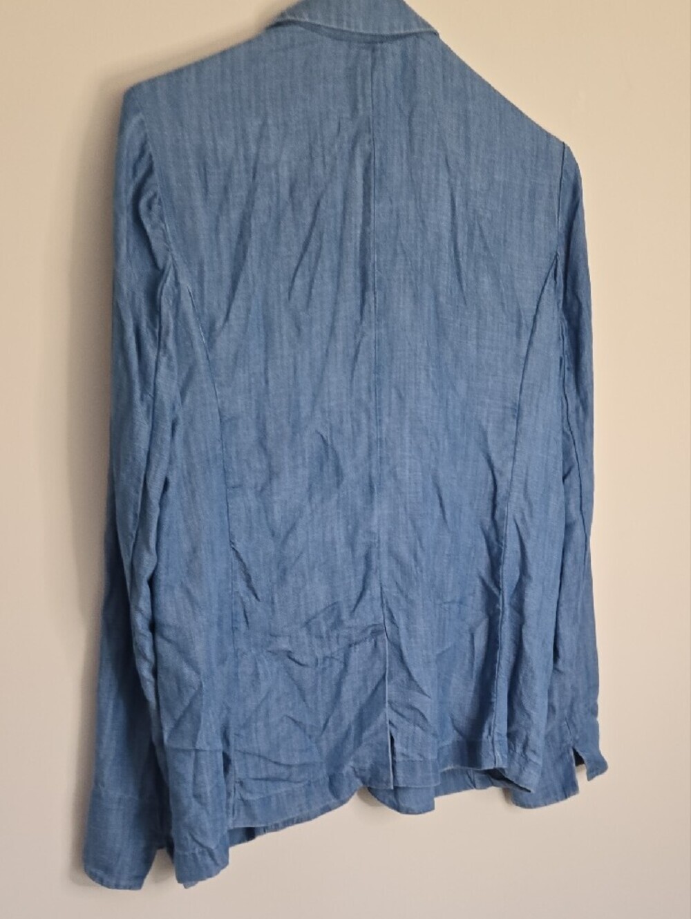 Lands' End Lightweight Chambray Blue Blazer Normcore Preppy Small - Picture 5 of 7